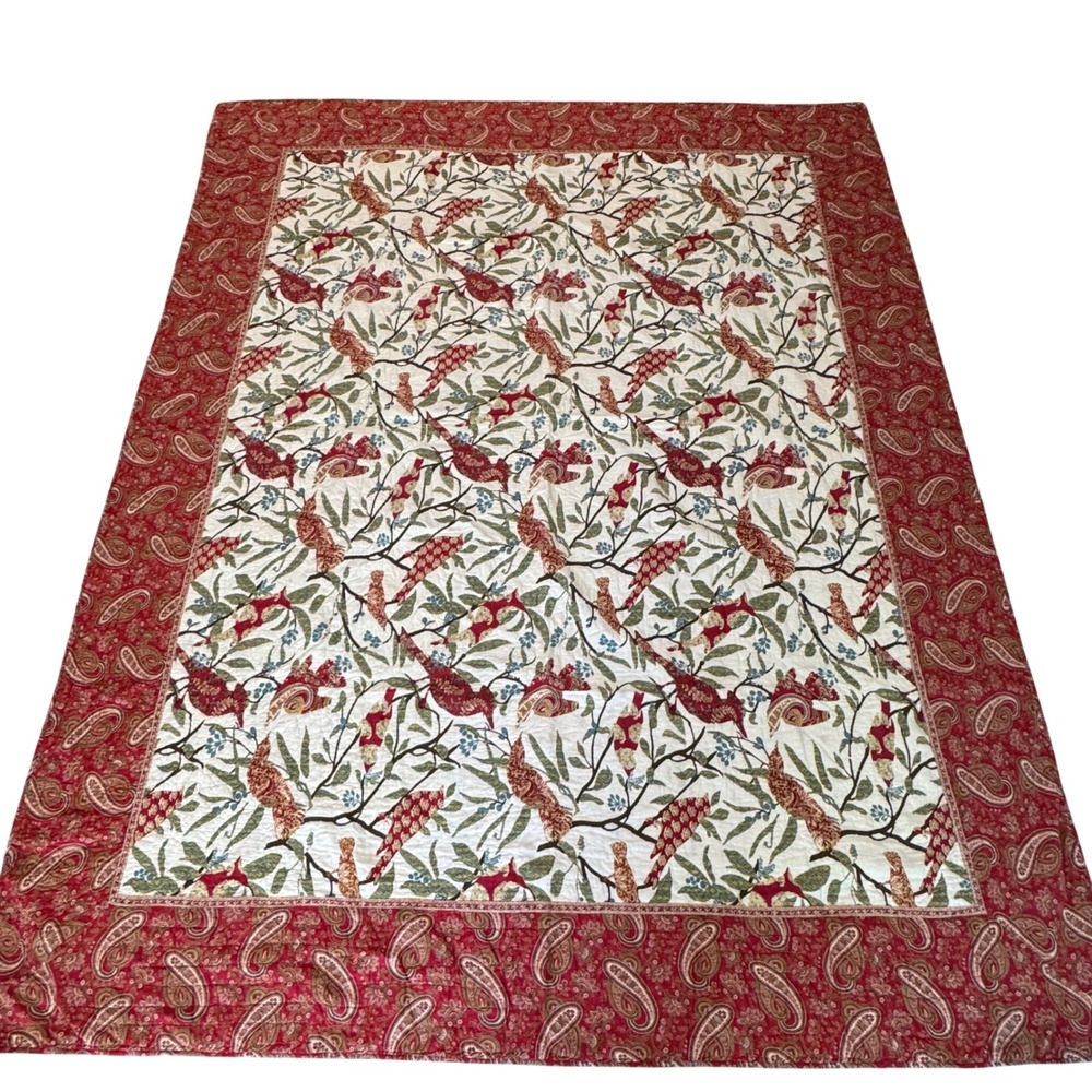 Pottery Barn Pollie Bird King Quilt 3 Euro Shams Paisley Floral 4pc Rare